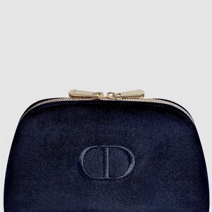 Dior Dark Blue Velvet Cosmetic Case with Gold Hardware